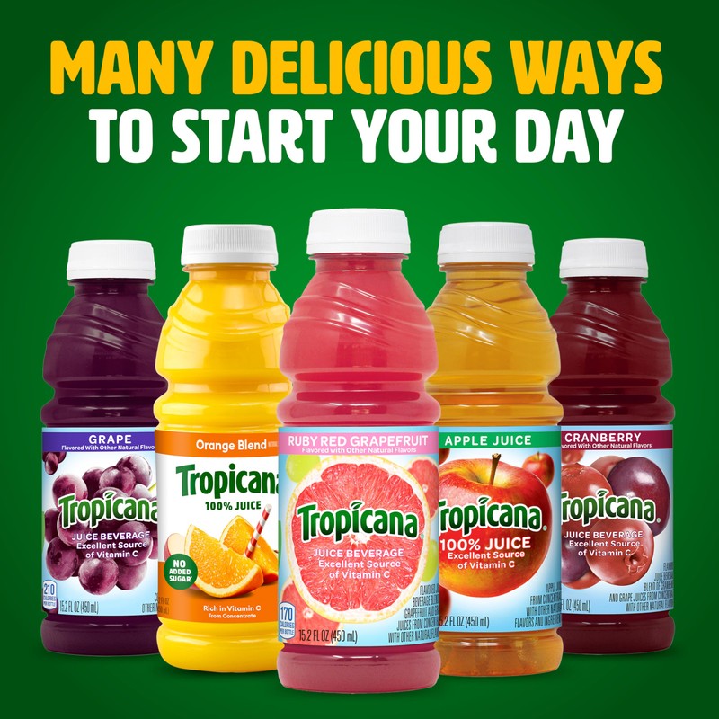 Tropicana Ruby Red Grapefruit Juice Drink, 15.2 fl oz Bottles,