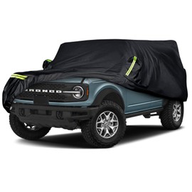 Waterproof Car Covers Replace for 2021-2024 Ford Bronco 4 Door, 6 Layers All Weather Bronco Car Cover with Zipper Door & Windproof Bands for Snow Rain Dust Hail Protection (4 Door)