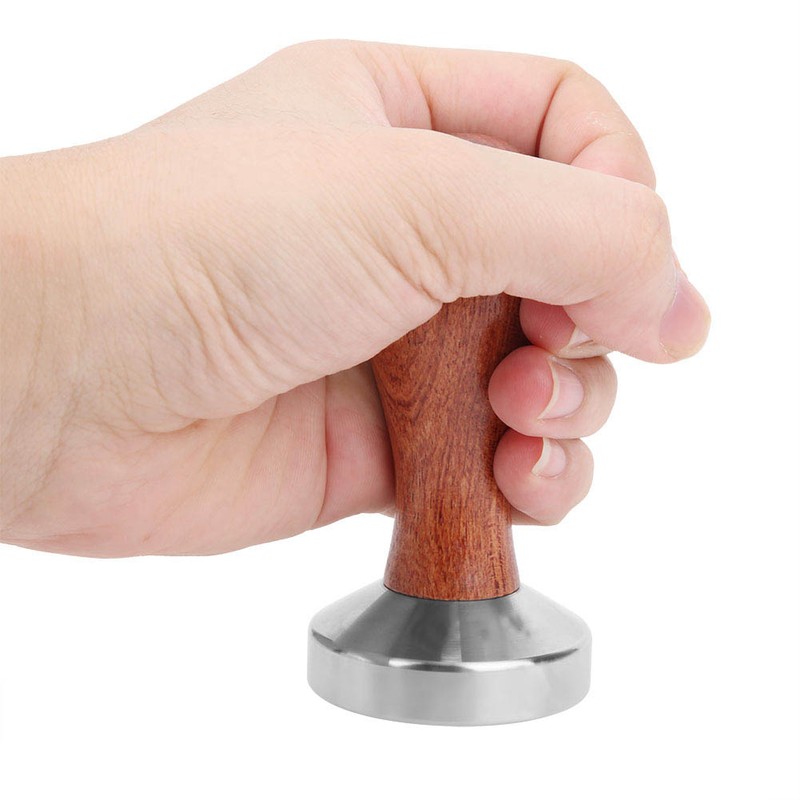 51mm Stainless Steel Coffee Tamper Wooden Handle Coffee Powder Hammer