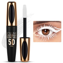 5D Silk Fiber Eyelash Mascara, White Volume Mascara with Soft Mascara Brush, Long-Lasting Waterproof No Smudge Mascara with False Lash Effect