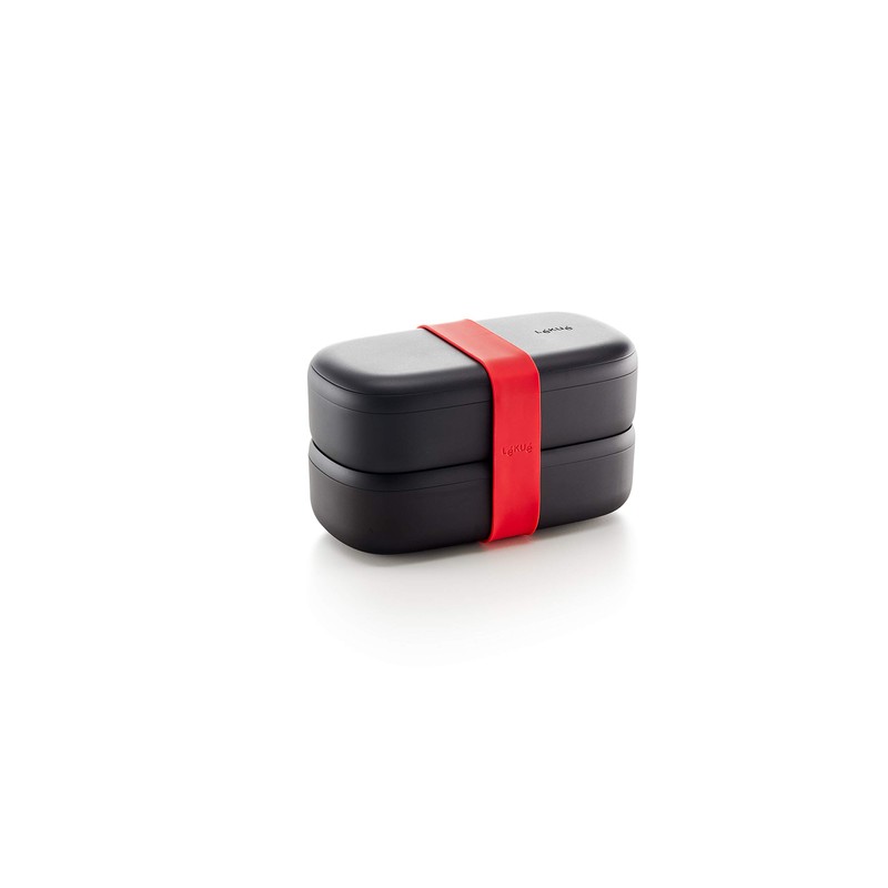 Lékué Hermetic Lunch Box for Food with Cutlery, Polypropylene, Black,
