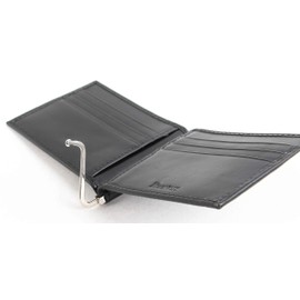 Boosters Money Clip Leather Bifold Bill Shears Card Case Wallet, Black