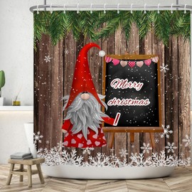 Leowefowa Winter Christmas Shower Curtain Xmas Tree Snowman Snowy Pine Tree Full Moon Winter Christmas Nature Landscape Bathroom Shower Curtain Waterproof Polyester Fabric with Hooks 72Wx72H Inch