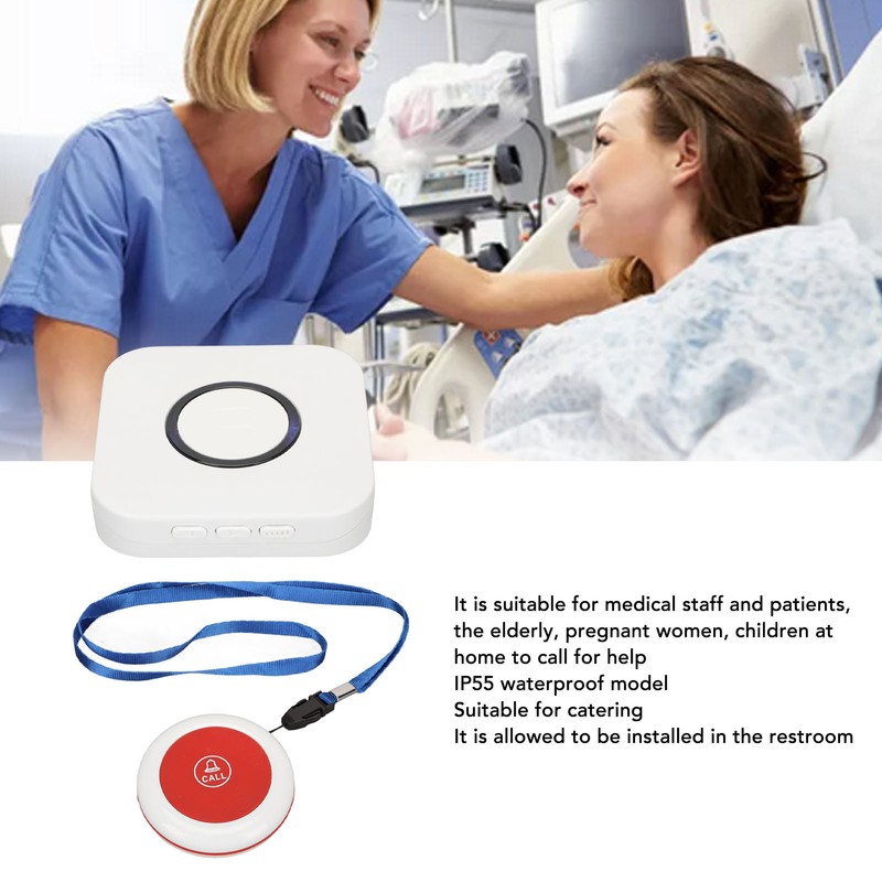 Wireless Caregiver Pager 4 Level Volume Waterproof SOS Alert Button