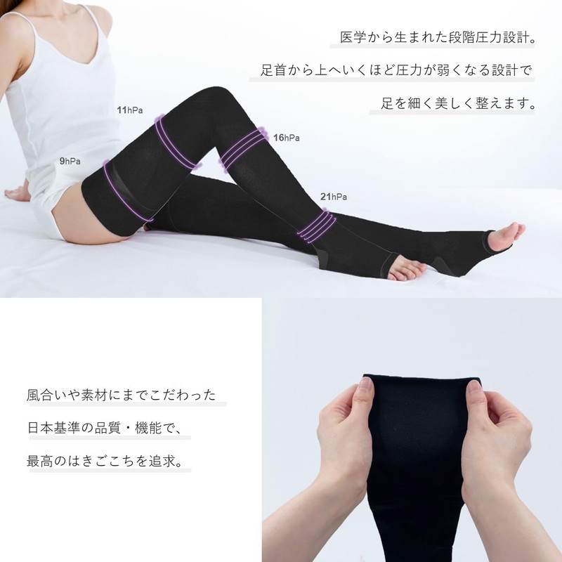 Slim Walk Compression Socks Beautiful Legs Super Long ML Black