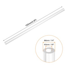 sourcing map Rigid Round Clear Tubing 3mm(1/8") ID x 6mm(1/4") OD x 0.5Ft(150mm) Length Plastic Tube