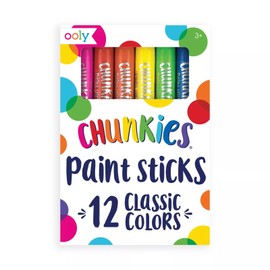 OOLY Chunkies Twistable Tempera Paint Sticks For Kids, No Mess Kids Art Supplies for Kids 4-6, Mess Free Coloring for Toddlers, Classroom Supplies for Toddler Art, Quick Drying Art [Classic, Set of 12]