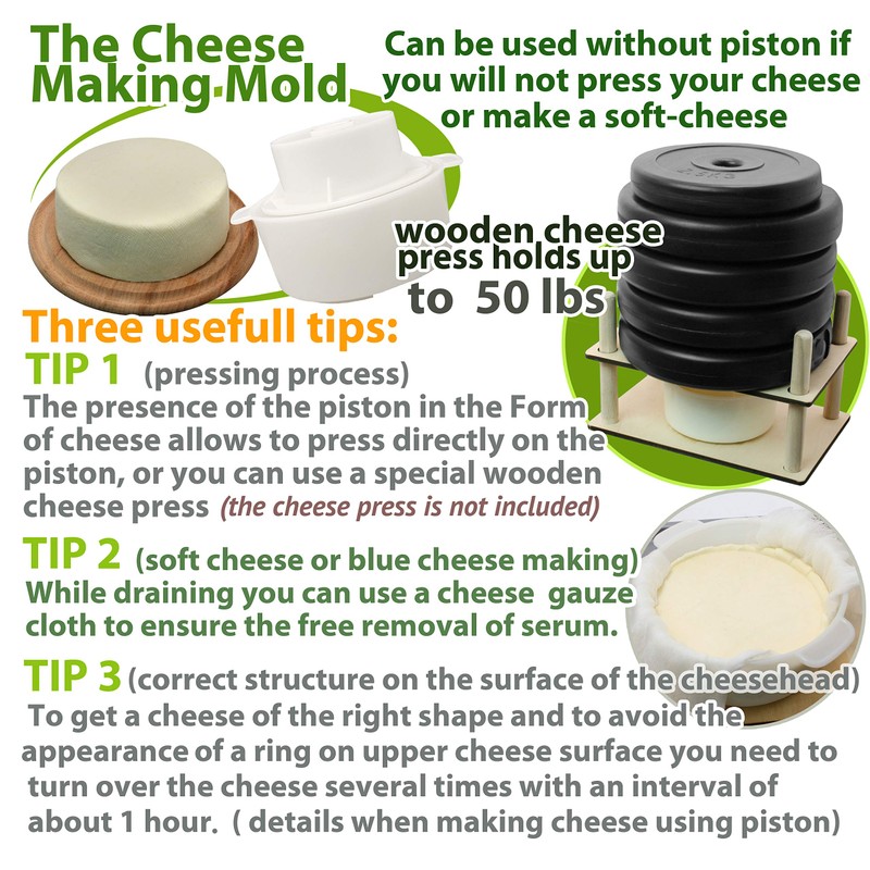 PetriStor Cheese Mold for Cheese Making Cheese with Follower Piston