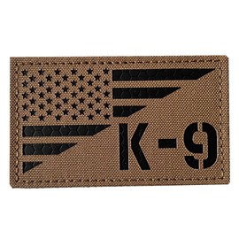JUJUPUPS 2x3.5 Infrared IR US USA Flag K9 UNIT Patch US Flag with Hook Back for Service Harness Tactical Vest Collar Hook-Fastener Backing (Coyote Brown Tan)