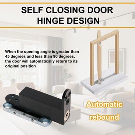 Black Self Closing Pivot Hinge Heavy Duty Hidden Hinges for Commercial/Home, 360 Degree Shaft Stainless Steel Pivot Hinge for Wood Secret Door, 2 Way Adjustable Hinges