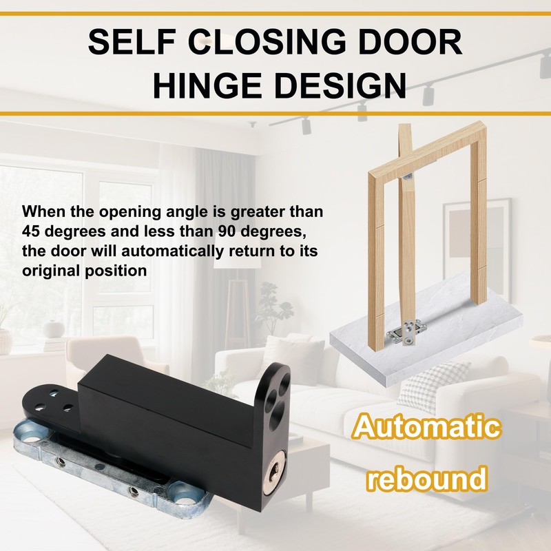 Black Self Closing Pivot Hinge Heavy Duty Hidden Hinges for