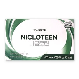 Niclotine 600mg / 니클로틴 600mg X 30정 1박스 헬큐어 프리미엄 솔루션 클로렐라