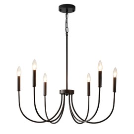 BAVGARI Black Chandelier Light Fixture,Black Dining Room Light Fixture,Black Farmhouse Chandelier,6 Light Chandelier,Chandelier for Living Room,Matte Black Chandelier