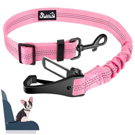 Eyein Dog Seat Belt, 2 in 1 Attachment Dog Car Harnesses Belt, Hook Latch Bar & Seatbelt Buckle with Anti Shock Elastic Nylon Bungee Buffer, Adjustable Reflective Duty Pet Safety Belts for Vehicle