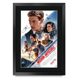 HWC Trading Mission Impossible 7 Dead Reckoning Tom Cruise Geschenke Geduckter Poster Signiertes Autogramm Foto für Fans von Film Memorabilien - A3 Gerahmt