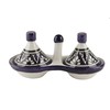 Moroccan Condiment Bowl Tagine, Berber Design Spice Duo (Blue and