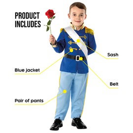 Fun Shack Prince Costumes for Boys - Prince Charming Costume for Kids - Royal Dress-Up Outfit for Parties, Small