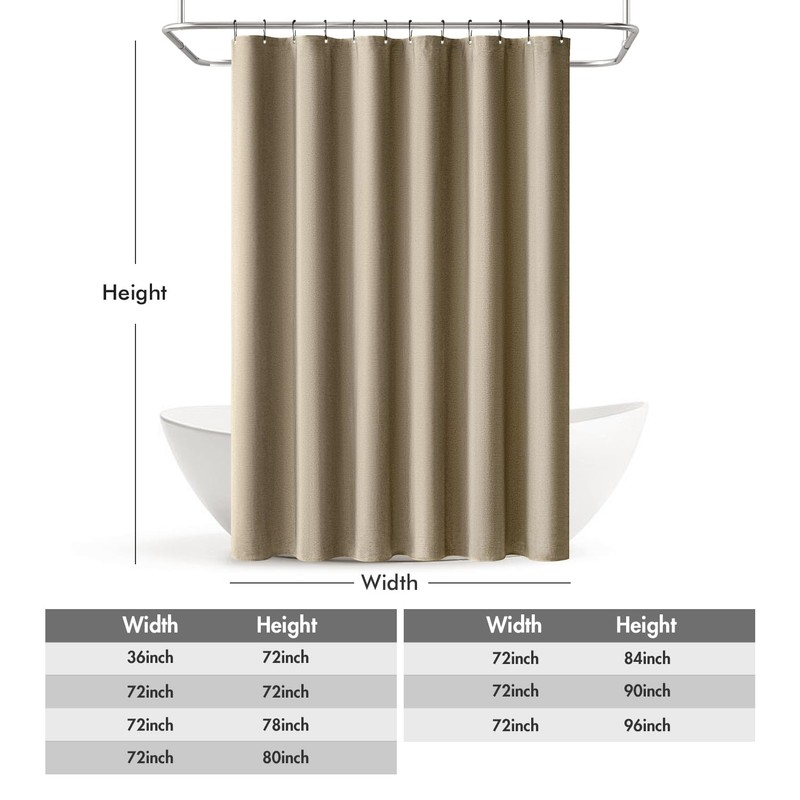 MIULEE Linen Shower Curtain with 12 Metal Hooks Modern Heavy
