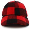 Trendy Apparel Shop Plaid Checker Wool Blend Unstructured Baseball Cap,