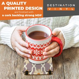 Great Coasters (Set of 2) Square/Glossy Quality Coasters/Tabletop Protection for Any Table Type - Art Deco Bumble Bee Flower #2139