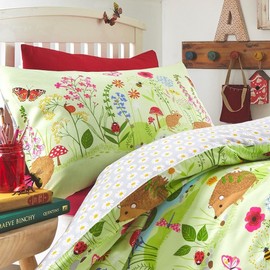 Kids Club Bluebell Woods Duvet Cover & Pillowcase Bed Set for Kids, Green, Single