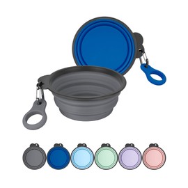 Aonkey Collapsible Dog Bowls with Bottle Carrier, 2 Pack Travel Dog Water Bowl Upgraded Carabiner, One-Piece Molded Rim No Fall Off or Crack, Foldable Silicone Portable for Pets Walking Hiking 15oz