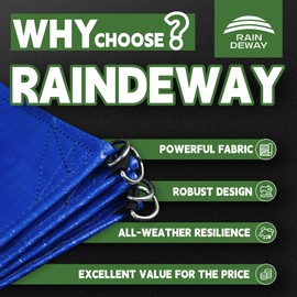 RAINDEWAY Tarp 4x10 Feet Heavy Duty Tarps 14 Mils with Metal Rings and Reinforced Corners and Edges,Waterproof,UV Resistant, Multipurpose Poly Tarp,Blue/Brown tarp