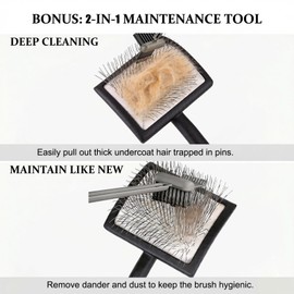 5-Piece Dog Grooming Kit, Large Long Pin Dog Slicker Brush Black