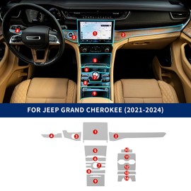 FDAIUN for Jeep Grand Cherokee 2021-2024 PPF Precut 8.5Mil Car Paint Protective Film TPU HD Film Scratch Protector Interior Accessories (Central Control One Button)