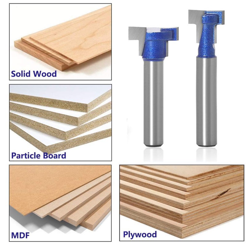 Eyech 2pcs 1/4-Inch Shank T-Slot Router Bit Keyhole Router Bit