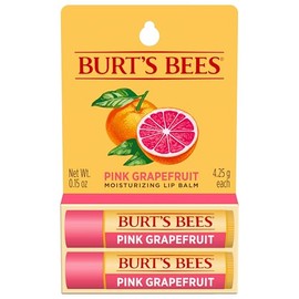 Burt's Bees - Bálsamo labial - Pomelo rosa, hidratante labial con cera de abejas de origen responsable, sin tinte, tratamiento acondicionador de origen natural, 2 tubos, 0.15 oz.