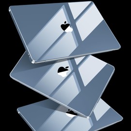 MEEgoodo Crystal Case for MacBook Air 13.6 inch 2024 2022(Fit Model M3 A3113/M2 A2681),Flexible Case for M3/M2 13 inch Laptop,Clear Shell with TPU Keyboard Cover & Webcam Cover & OTG Adapter,Haze Blue