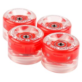 FunTomia Set of 4 (LED) Longboard/Skateboard/Mini Board Wheels (Big Wheels) in 65 x 45 mm 80A Including ABEC-9 Ball Bearings and Metal Spacer 80A Wheel Hardness
