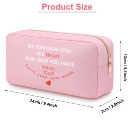 Bridal Shower Gifts Oxford Cloth Cosmetic Bag Wedding Anniversary Valentine Day Gifts for Bride Daughter in Law from Mother in Law Makeup Zipper Pouch Wedding Keepsake Gift