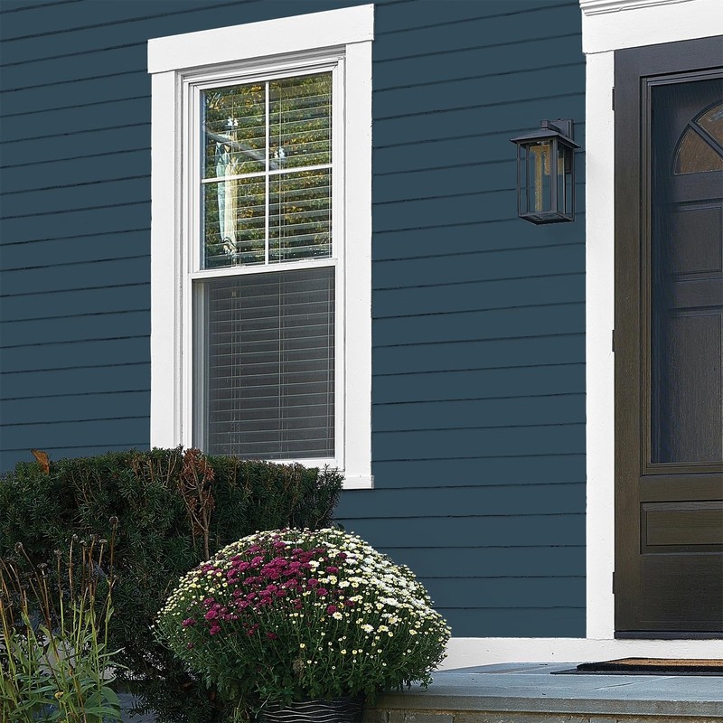 Glidden Exterior Paint + Primer: Blue/Sailor's Coat, One Coat, Flat,