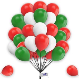 Plain Round Balloons 10 Inch Red White & Green Balloons for Birthday Decorations Pack of 25 Latex Balloons for Kids Party Baby Shower Decorations Engagement Wedding Party.
