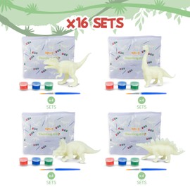 BONNYCO Dinosaur Party Favors for Kids Painting Kit Pack 16 Dinosaur Goodie Bags Stuffers for Kids 3-5 4-8 | Goody Bag Stuffers Pinata Filler, Classroom Prizes | Return Gifts Birthday Party Boys