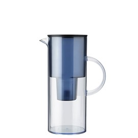 Stelton EM77 Water Filter Jug - Compatible with Brita Water Filter Cartridges - Modern Style Plastic Water Jug - Reduces Chlorine, Limescale - 2 Litres, Blue