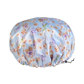 Zeayebsr Satin Shower Cap, 1 Piece Waterproof Elastic Shower Cap, Reusable Double Layer Sleep Cap for Curls Women and Girls Home Hotel Travel Shower Cap Women Shower Caps