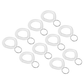 PATIKIL Spiral Wrist Coil Keychain, 10 Pack Plastic Stretchable Wristband Wristlet Key Ring Holder for Outdoor Sport Gym Pool Sauna, Clear White