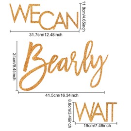 Felt We Can Bearly Wait Baby Shower Sign, Teddy Bear Baby Shower Decoration Backdrop Brown Banner for Gender Reveal Party (Girl Boy Baby) Theme Party Background