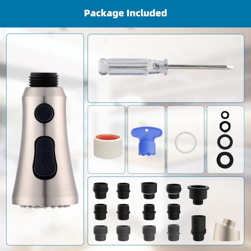 Hibbent Pull Down Kitchen Faucet Head Replacement, 3-Function NSF/ANSI/CAN 61