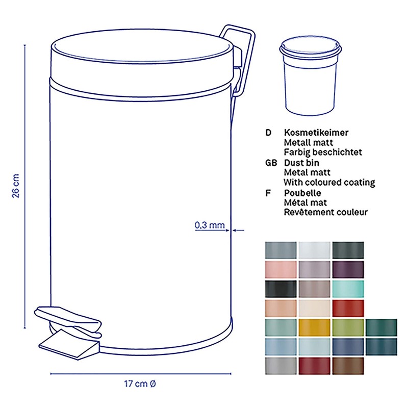 Kela Monaco 24285 Cosmetic Bin 3 Litre Metal Curry Yellow