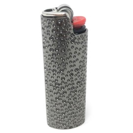 Metal Lighter Case Compatible BIC Lighter Standard Full Size Lighter Cover Holder Pouches Fits BIC Standard Full Size J6 Pitted Design One Piece in Gun Metal