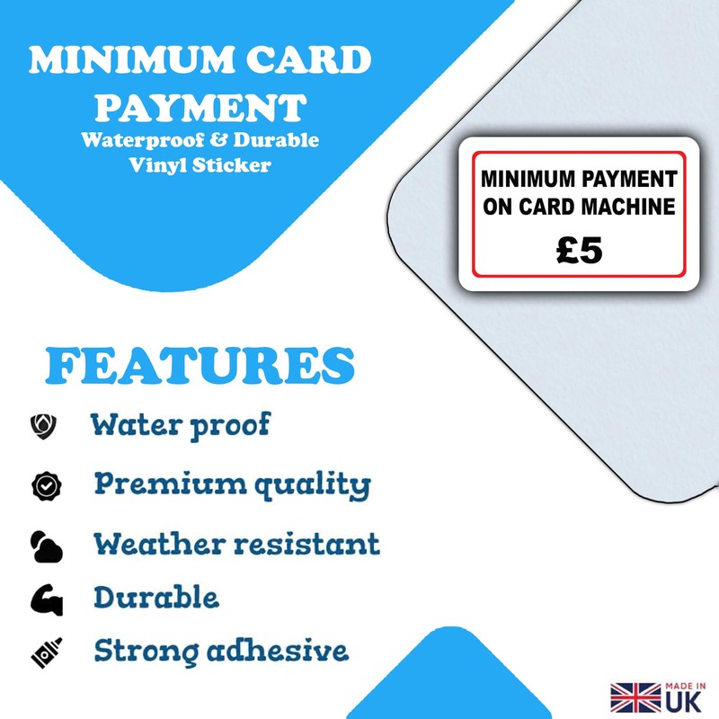2-Pack Minimum Payment on Card Machine £5 Vinyl Stickers -