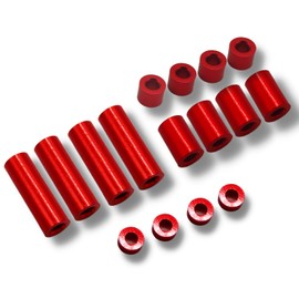 TAGATORON Aluminum Spacer Set (0.5 inch / 6 mm / 3 mm / 1.5 mm / 4 pcs each) (Red)