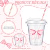 FoldTier 60 Set Plastic Cups Pink Bow Themed 14 oz