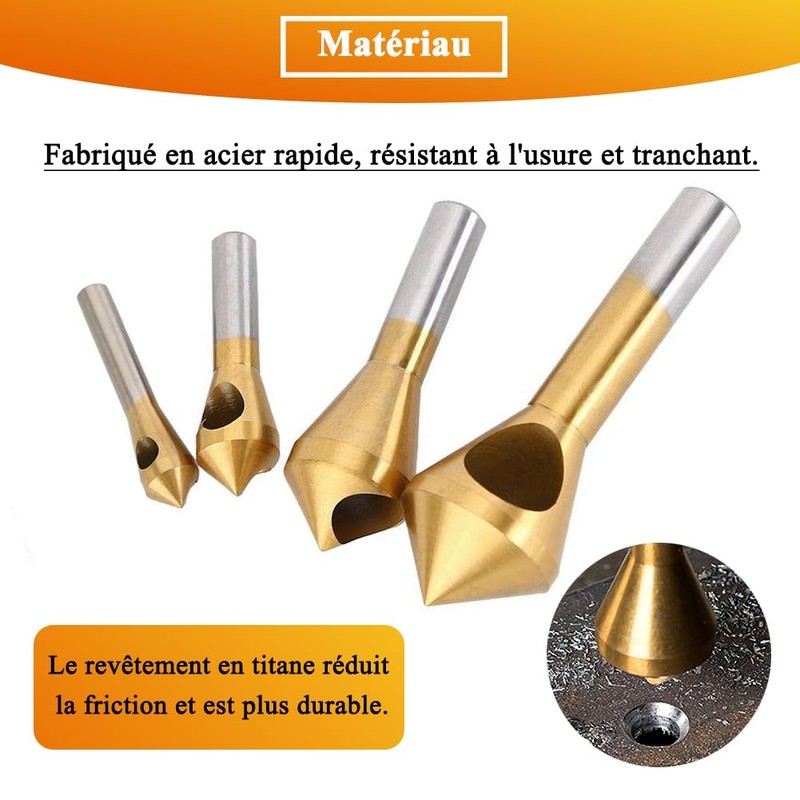 Teocpai 4 Pieces Deburring Cutter Deburring Tool Titanium Coated HSS