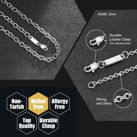 VEXXS Cable Chain Necklace, 18K Real Gold Plated Rolo Chain, Durable No Color Fading O Cross Cable Link Chain 2mm 3mm 6mm Gold Chain Necklace for Men Women