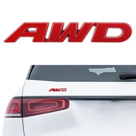 QZTYTY AWD Emblem Sticker, Car Exterior Emblems Badge, 3D Metal Tailgate Side Sticker Badge, Car Decoration Accessories Self Adhesive Logo Emblem Fit for Trunk Tailgate Fender (AWD, Red)